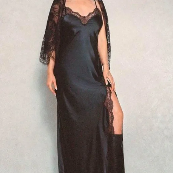 Lana Del Rey x Skims Woven Shine Lace Long Dress | - Picture 2 of 7